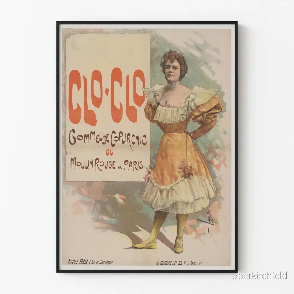 Vintageposter Clo-Clo vid Moulin Rouge i Paris