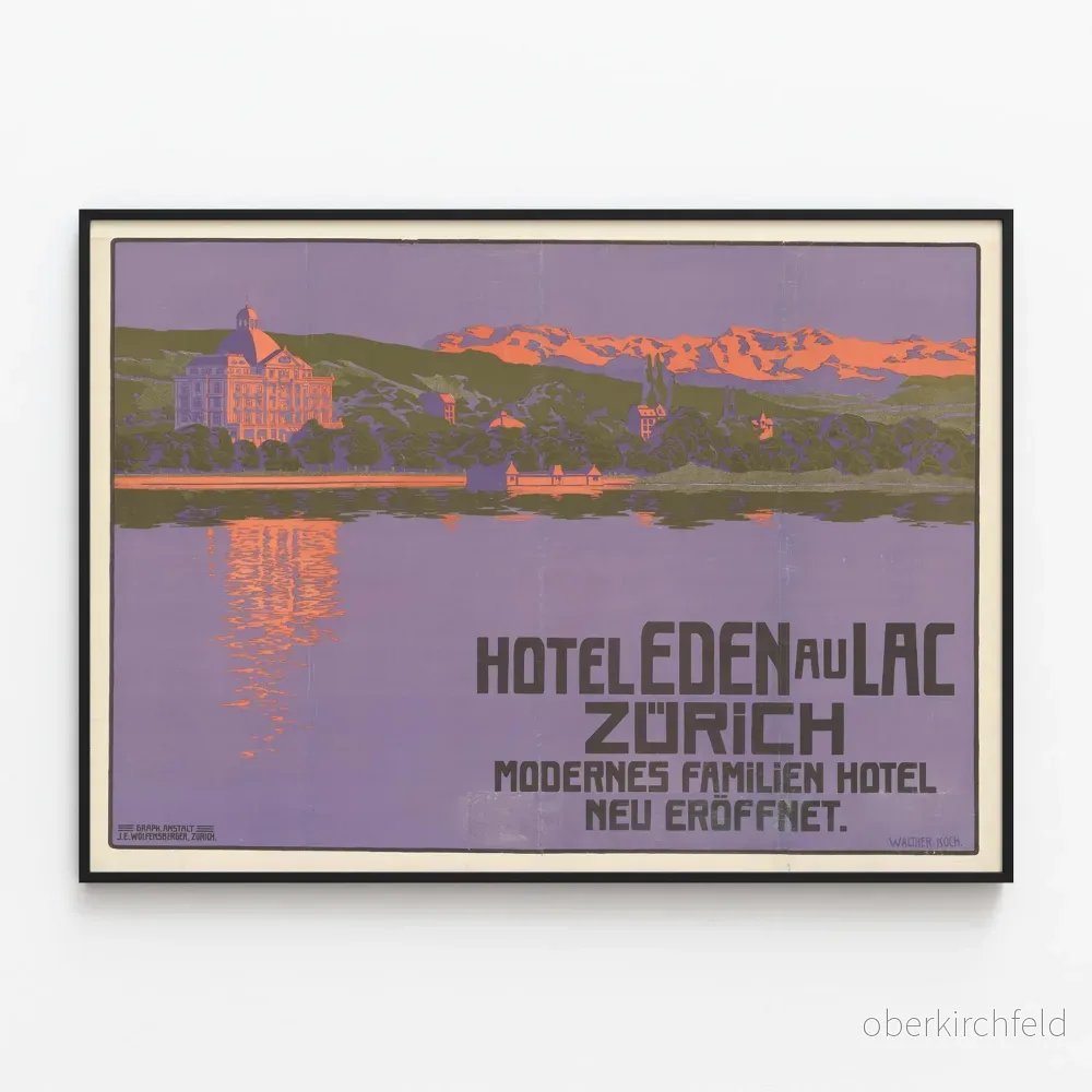 Vintageposter Hôtel Eden au Lac Zürich – Väggdekoration Resa