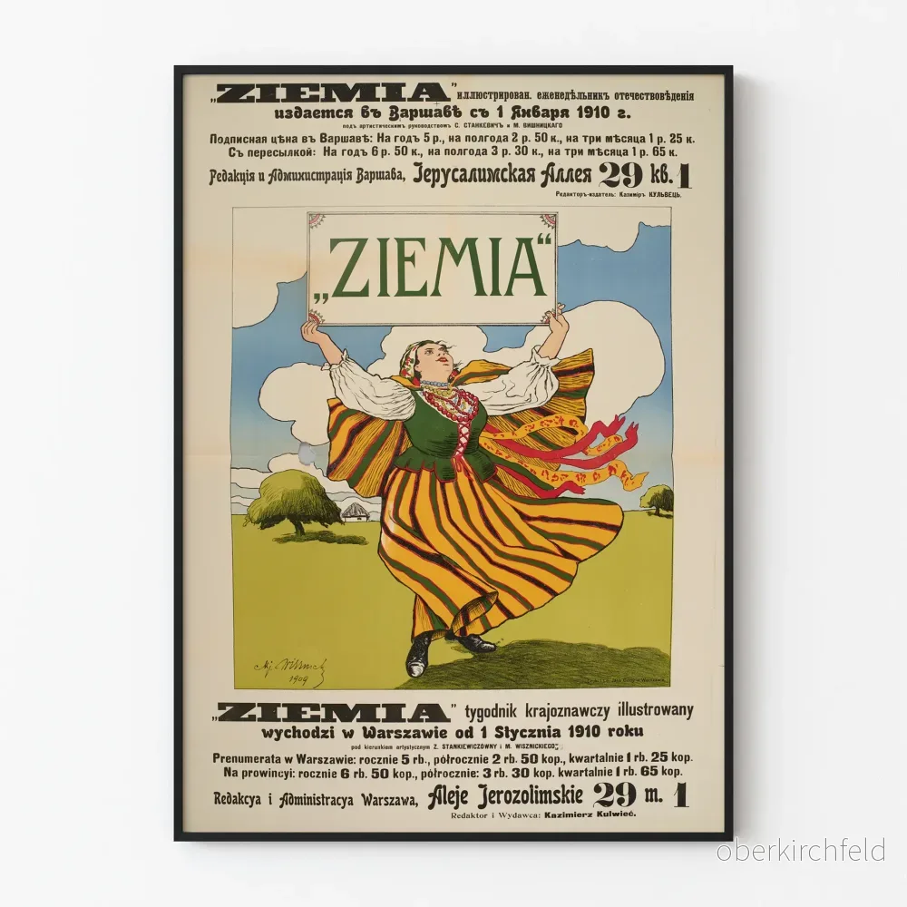 Vintageposter 'Ziemia' 1910 – Retro väggdekoration Polen