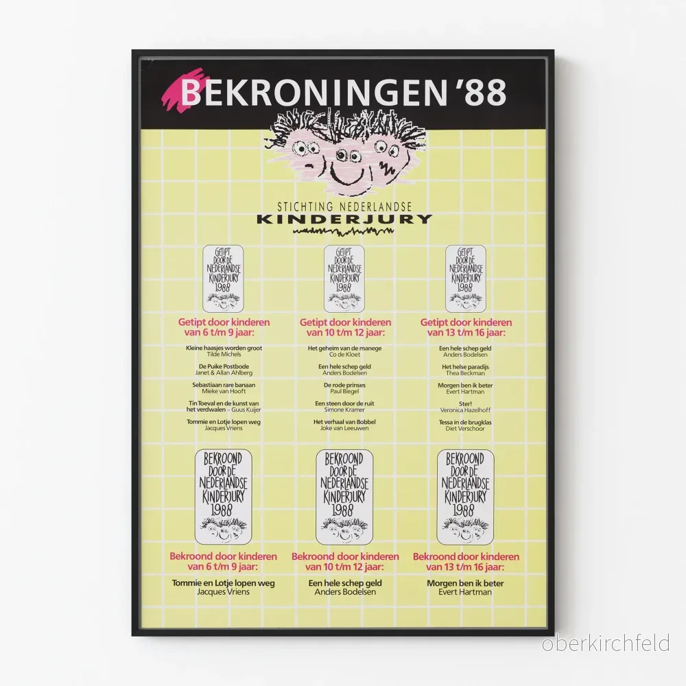 Poster Bekroningen '88 Stichting Nederlandse Kinderjury - Vintage väggdekoration