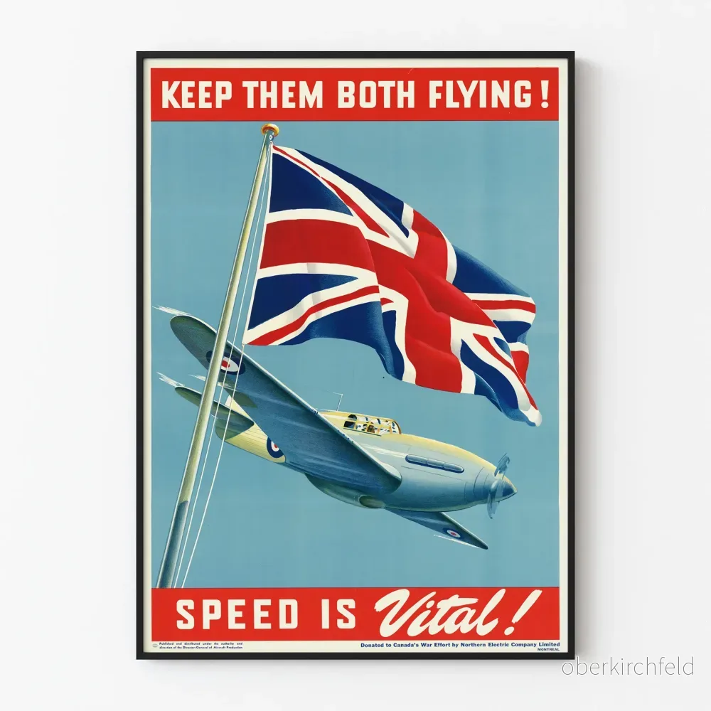 Vintageposter Keep Them Both Flying - Väggdekoration Flygning och Union Jack