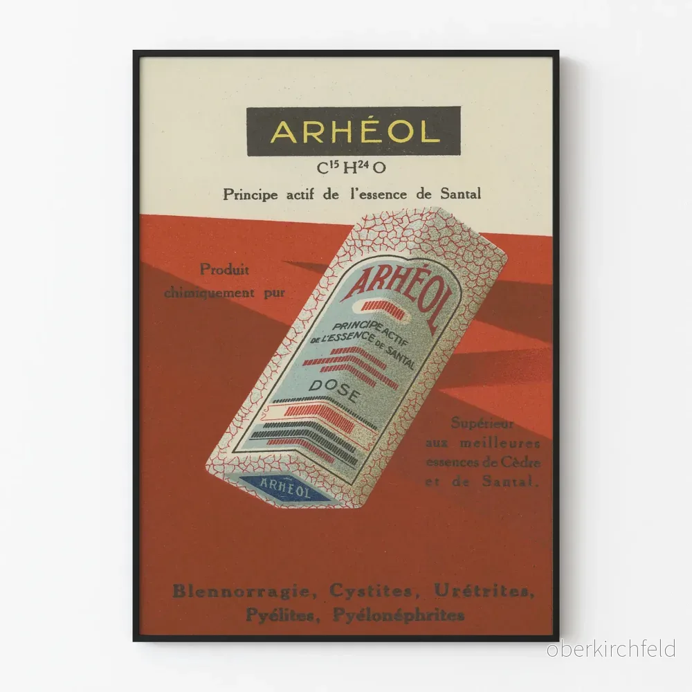 Vintage reklamposter för Arhéol och sandelträolja