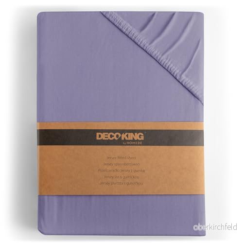 DecoKing Dra på lakan Spännlakan 100% bomull Jersey boxhoppbädd Lavendel 100x200 120x200 Amber 5902633993993