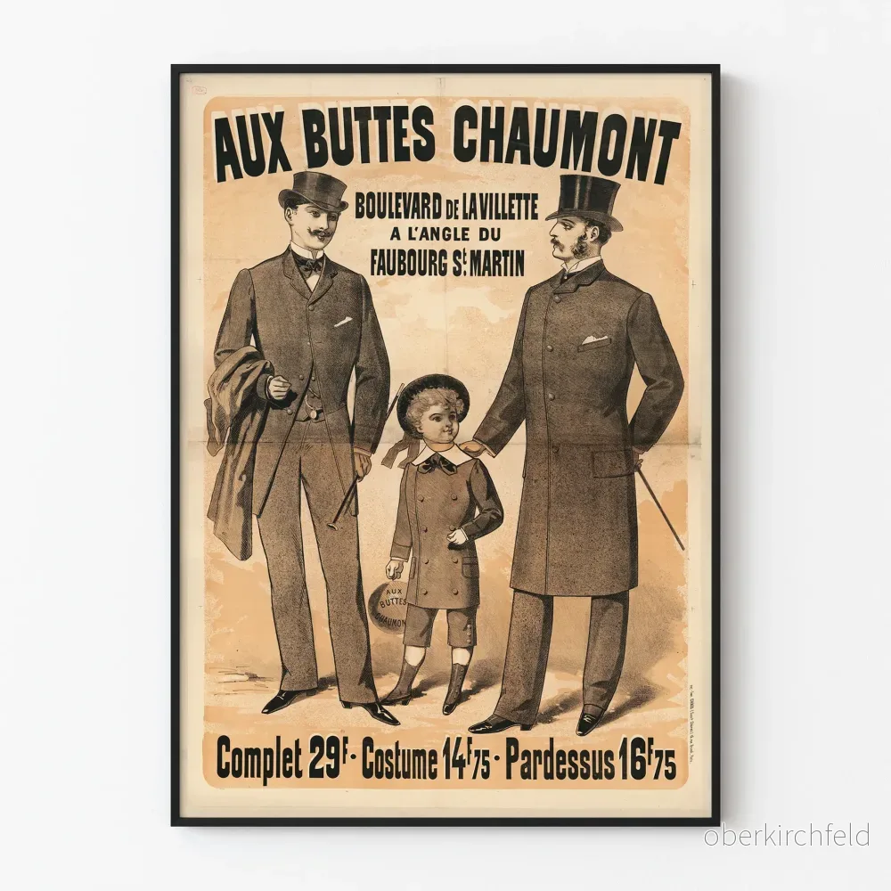 Vintageposter vid Buttes Chaumont - Mode och stil för män från 1800-talet