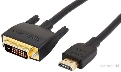 Amazon Basics HDMI A till DVI adapterkabel, 0,9 m (ej för anslutning SCART eller VGA portar), svart 841710102314