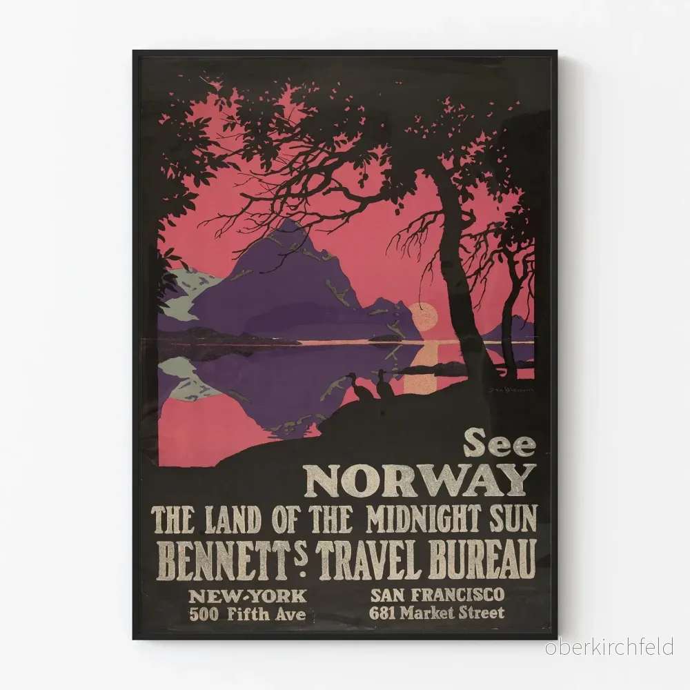 Vintageposter Norge Landet av Midnattssolen - Väggdekoration Resa
