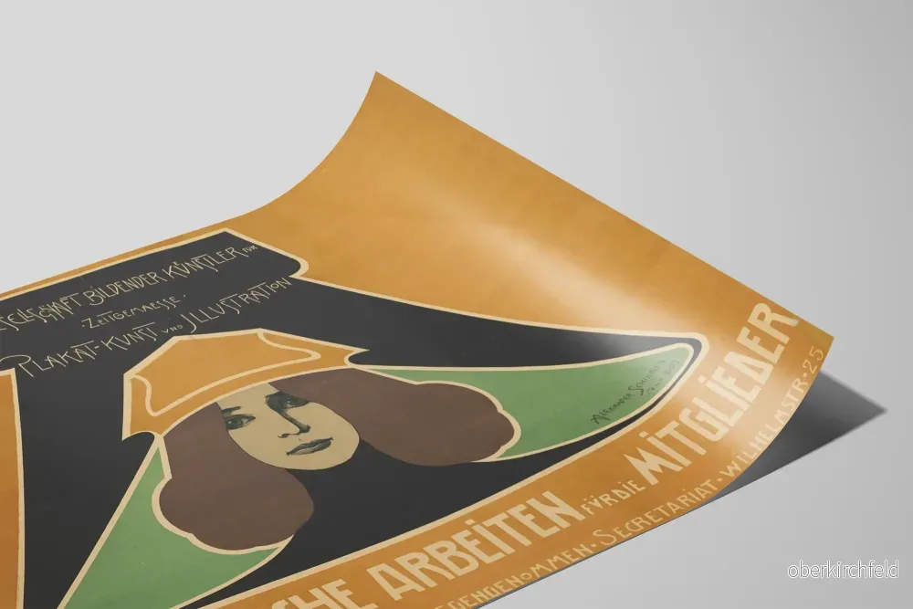 Art Nouveau-poster med kvinnligt porträtt och grafisk typografi - Bild 2