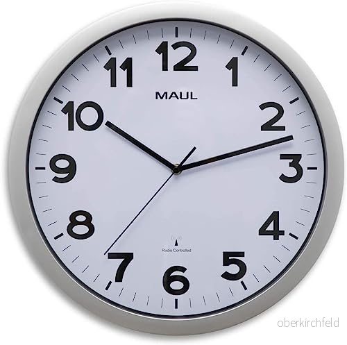 Maul Väggklocka Maulstep Ø 40 cm – Radiokontrollerad – Silver 4002390077323 Maul Väggklocka Maulstep Ø 40 cm – Radiokontrollerad – Silver 4002390077323