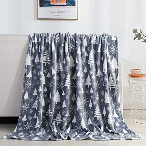 Elegant Comfort lyxig sammet, supermjuk fleecefilt med jultryck heminredning högtidstema, fluffig, varm och mysig filt för vinterbäddning, soffa som gåva, 127 x 152 cm, julgran. 840220916558