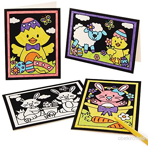Baker Ross FX553 Easter Colour In Fuzzy Art Cards förpackning med 10 stycken, påskkort för barn 5063067004621