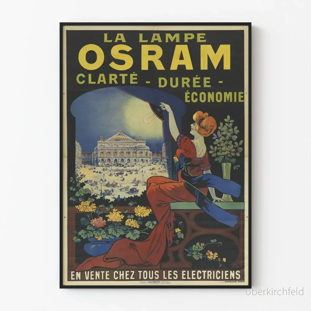 Vintageposter La Lampe Osram - Klarhet, Varaktighet, Ekonomi