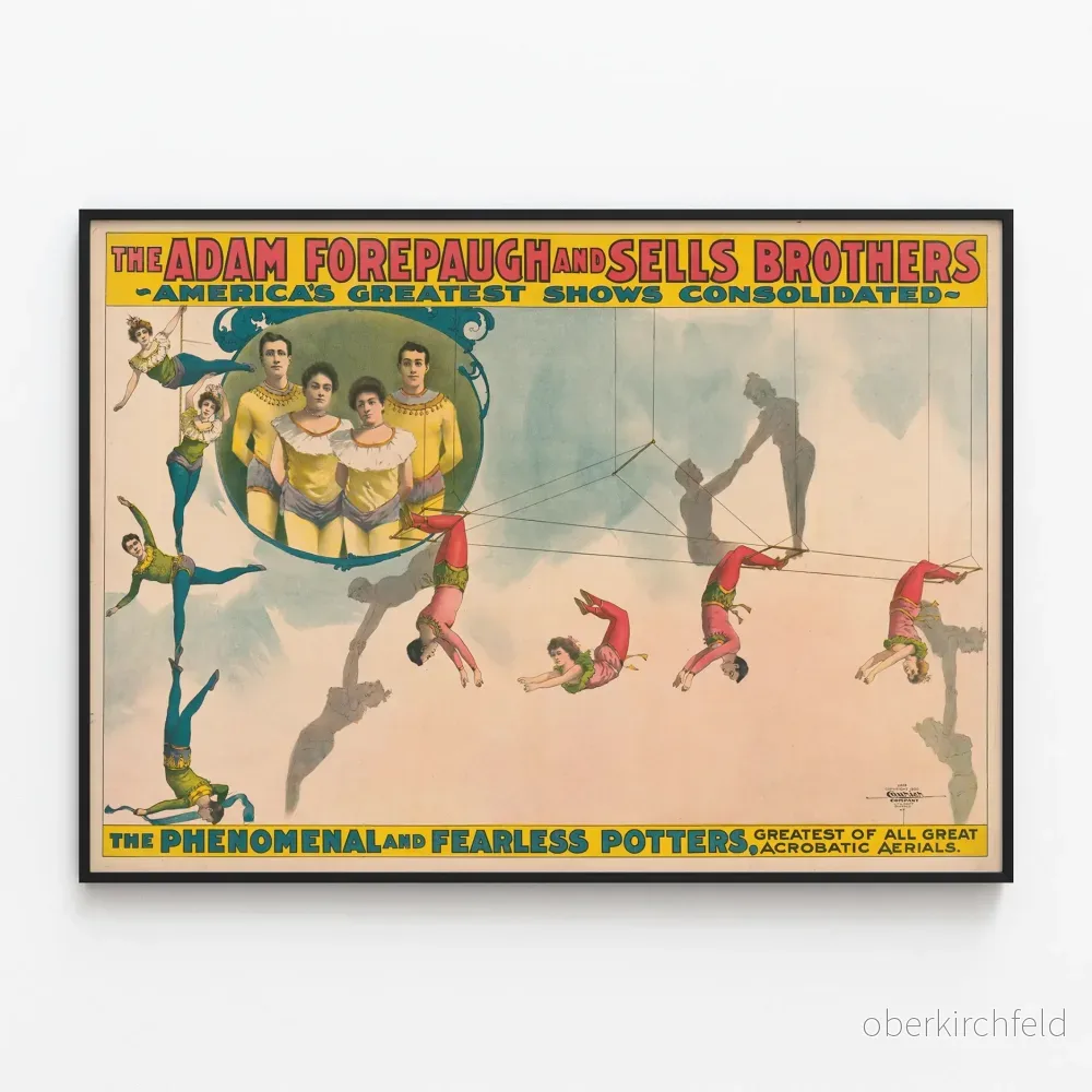 Vintageaffisch med luftakrobater av Potter-bröderna