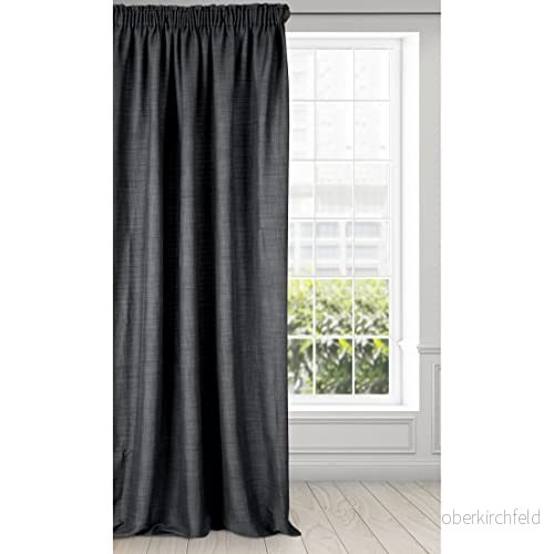 EUROFIRANY Amelia gardin veckband enfärgad dukbindning vardagsrum lounge 1 st, svart, 140 x 270 cm 5900811609292