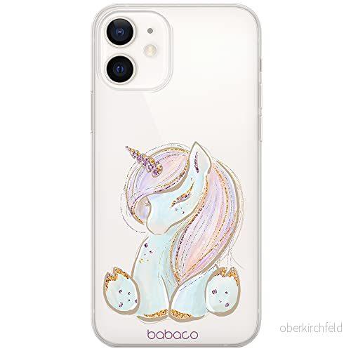 ERT GROUP mobiltelefonfodral för Apple Iphone 12 Mini originalt och officiellt licensierat Babaco mönster Unicorn 002 Vit optimalt anpassad till formen på mobiltelefonen, gedeeltelijk transparant 5904805411557