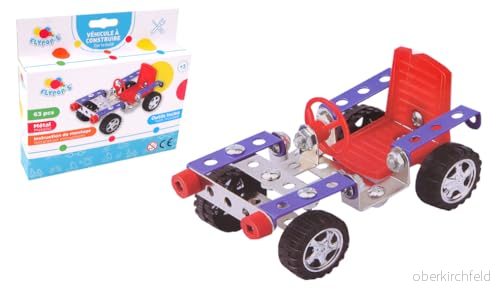 FLYPOP'S Bilmontering Konstruktion 038570 Flerfärgad Metall 63 delar Barnleksak Present Mekanisk Monteringssats DIY Montering Kran Från 6 år 3301040385704