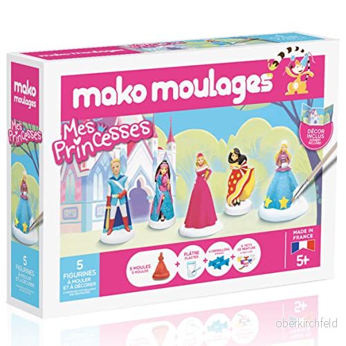 Mako moulages Mes Princesses kreativt fritidskit gips och målning set med 5 formningsfigurer tillverkad i Frankrike från år, PARASURTENSEUR 4 AC 3760012590667