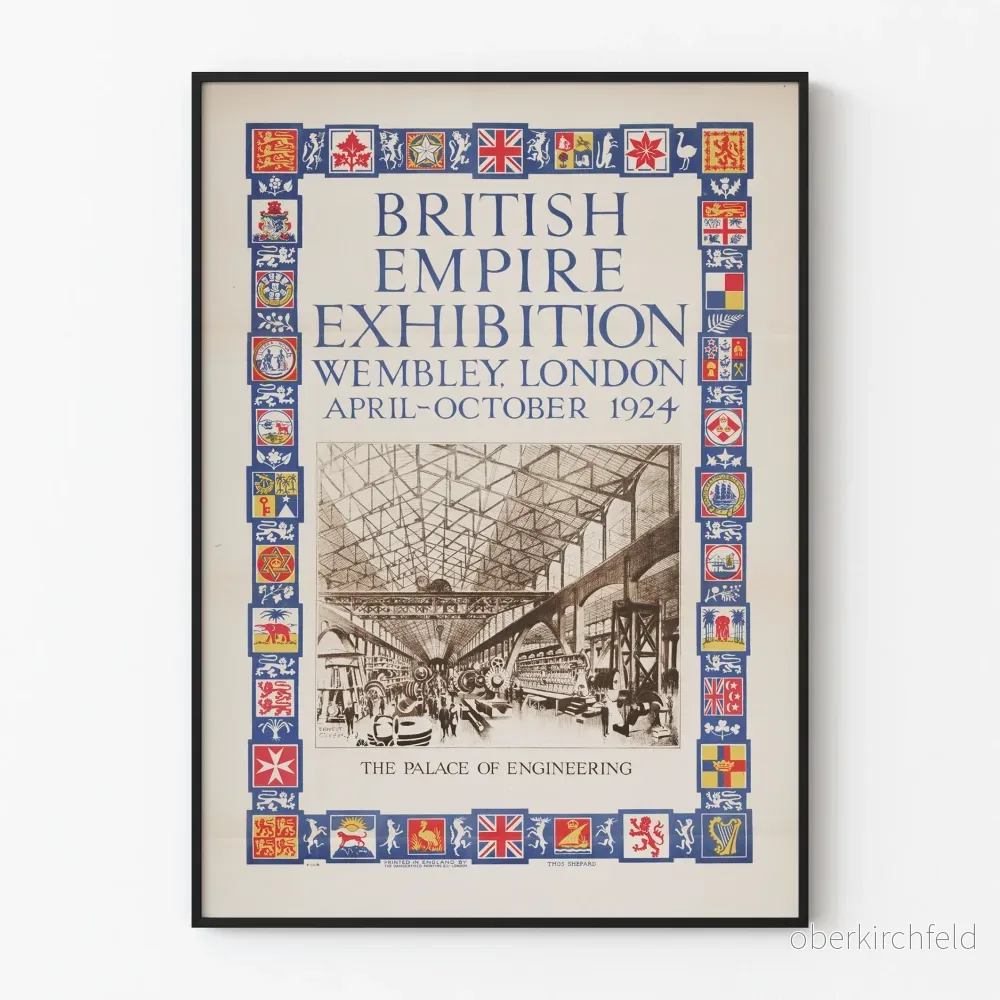 Britiska imperiets utställning Wembley 1924 - Vintage väggdekoration poster