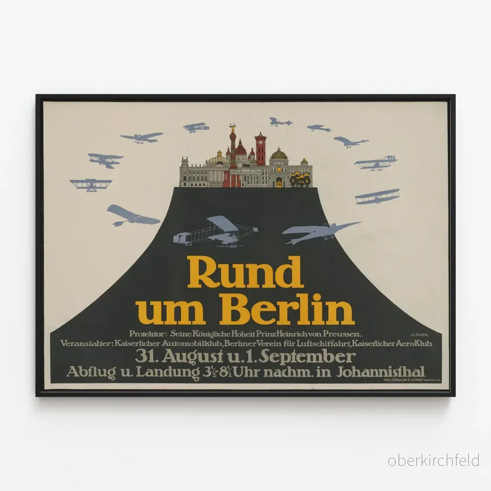 Vintageposter Runt om Berlin - Väggdekoration Luftfart och Stad