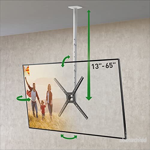 Barkan 97 cm lång vit TV takhållare, 1365 tum lutbar/full rörelse platt och böjd hållare, rymmer upp till 40 kg, teleskopjusterbar höjd, för LED OLED LCD, max. VESA 400 x 7290019569589