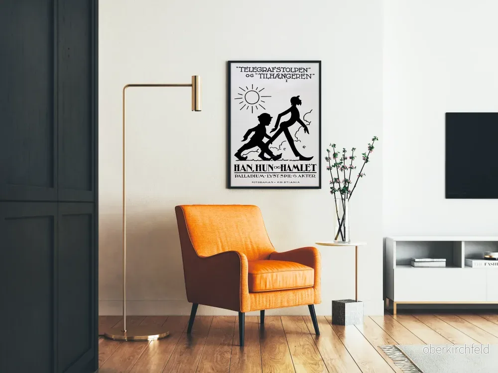 Vintageposter 'Han, Hon och Hamlet' stil silhuett - Bild 2