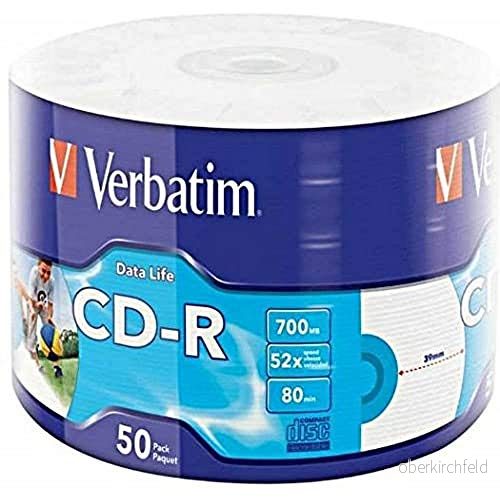 Verbatim 43794 52x 700MB 50PK CD R bläckstråleskrivare omslagsspindel matt silver 23942437949