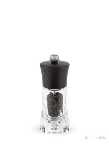 Peugeot Oleron manuell pepparkvarn justerbar kvarn akryl och bokträ, klar choklad, 14 cm 4006950028404