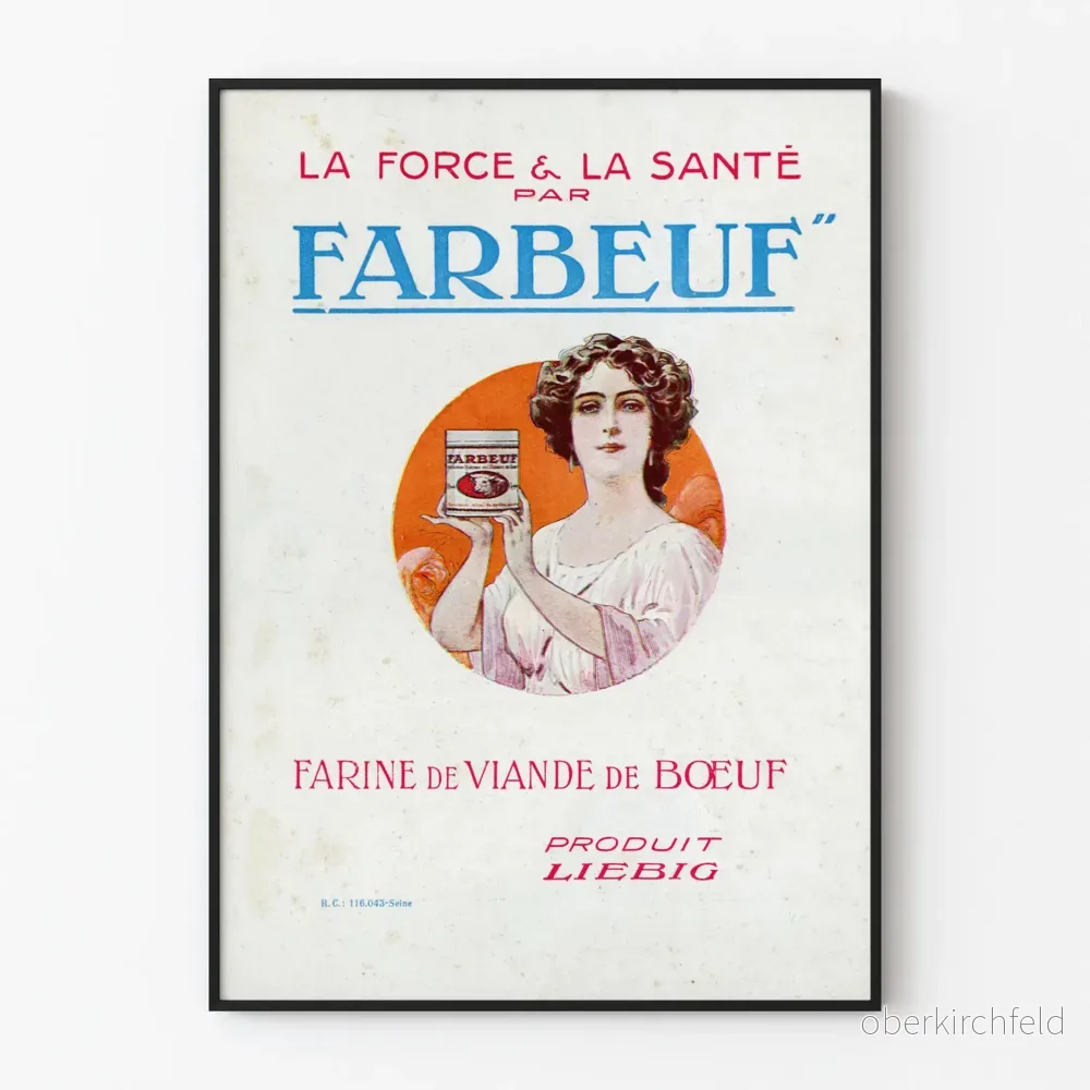 Vintageposter FARBEUF Köttfärs av nötkött - Retro väggdekoration