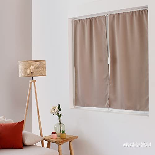 ED ENJOY HOME Ockult glasgardin, stångpass, naturbeige, 60 x 120 cm, 100% polyester, Oeko TEX certifierat tyg, lakritskollektion 3661090138515