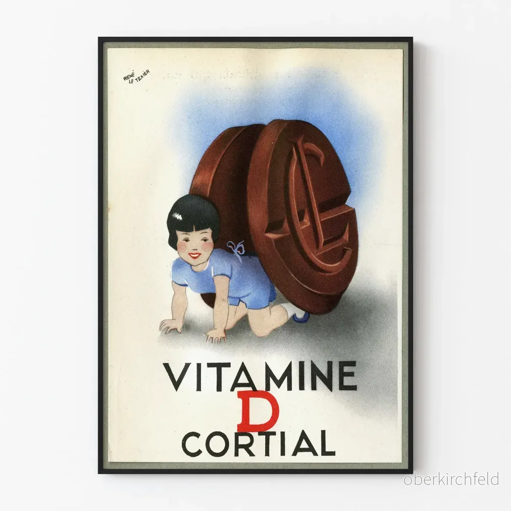 Vintageposter Vitamine D Cortial av René Le Texier