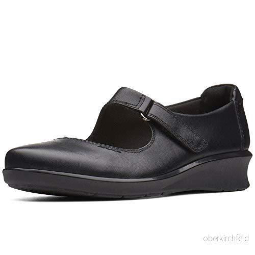 Clarks kvinnors Hope Henley Mary Jane Flat, svart läder, 39 EU 5050409048511