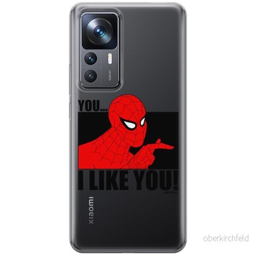 ERT GROUP mobiltelefonfodral för Xiaomi 12T/ 12T pro/ K50 Ultra originalt och officiellt licensierat Marvel mönster Spider Man 034 anpassad till formen på mobiltelefonen, gedeeltelijk transparant 5905795010546