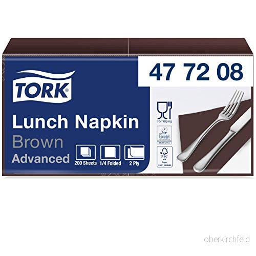 Tork Lunchservett Brun, 1/4 vikt 2 lagers, 33 cm x cm, 10 200 servetter, 477208 5011012823193