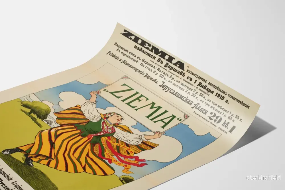 Vintageposter 'Ziemia' 1910 – Retro väggdekoration Polen - Bild 3