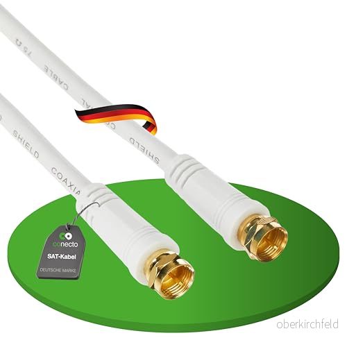 conecto antennkabel SAT kabel koaxialkabel satellitkabel TV 7,50 m 4 vägs skärmad F kontakt, för HDTV, mottagare, satelit, DAB, radio, vit 4250684925991