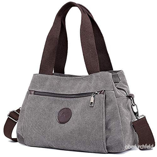 DOURR Hobo Handväskor Canvas Crossbody Väska för kvinnor, Multifack Tote Handväskor, Grått, M, Bärkassar 602016284452