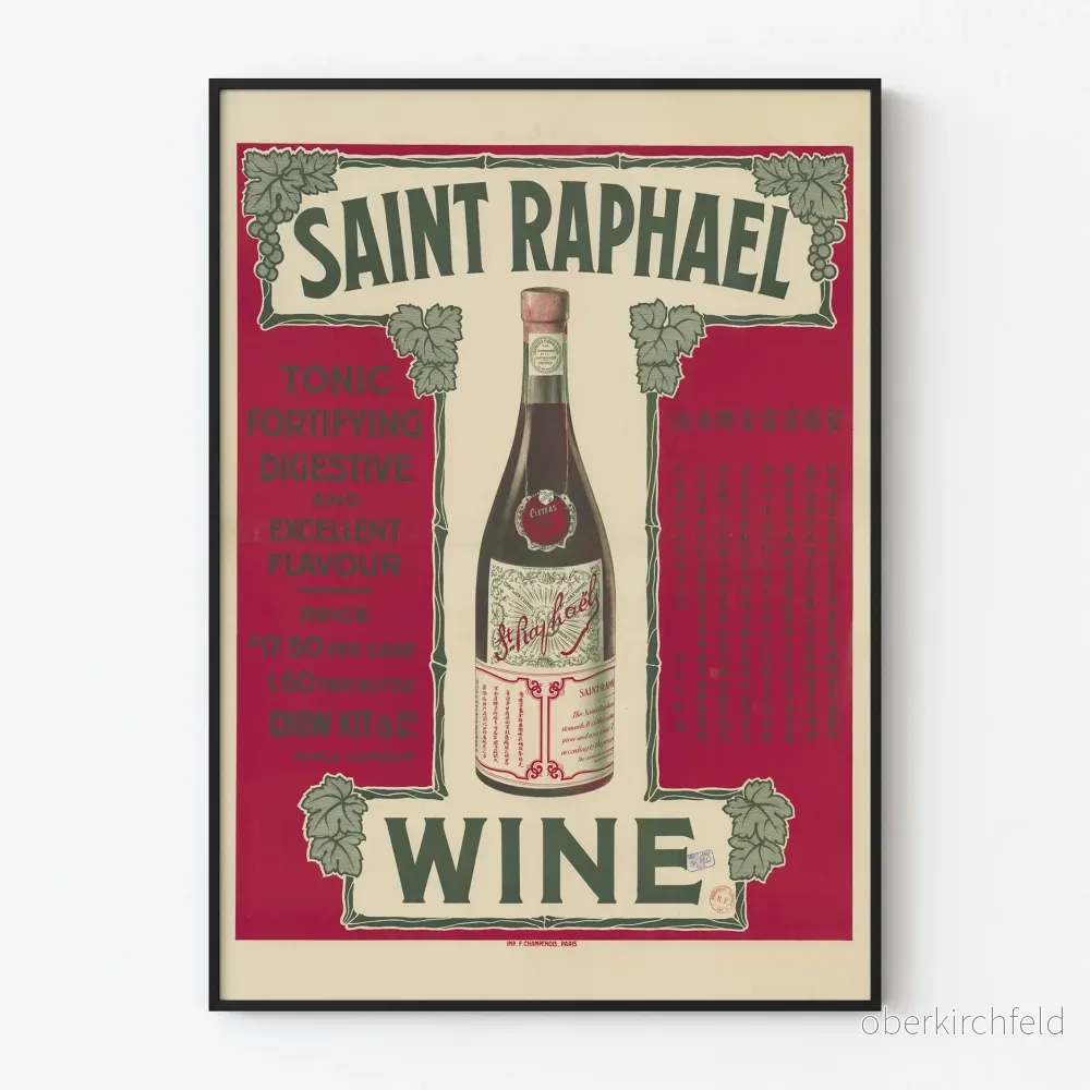 Vintageposter med Saint Raphael Wine väggdekoration