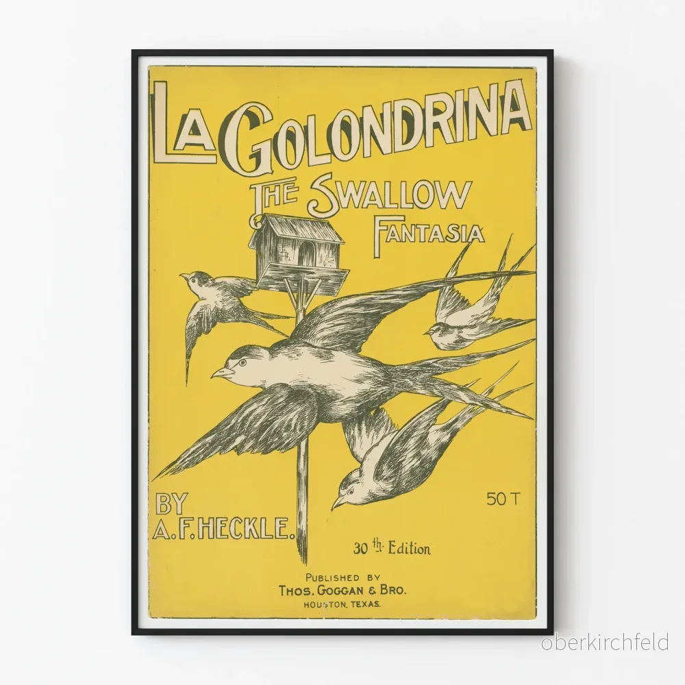 Poster La Golondrina - Vintageillustration av svalar
