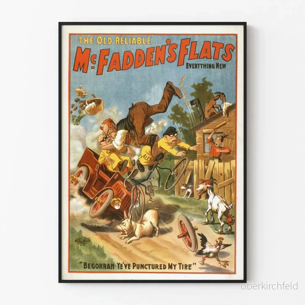Vintage humoristisk poster McFadden's Flats - Retro väggdekoration