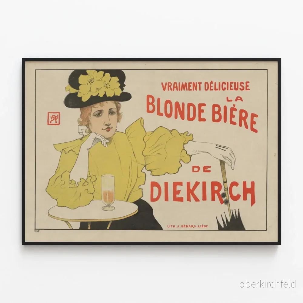 Vintageposter La Blonde Bière de Diekirch för väggdekoration