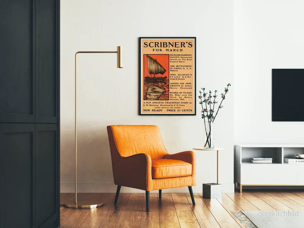 Vintageposter Scribner's för mars med segelbåt - Bild 2