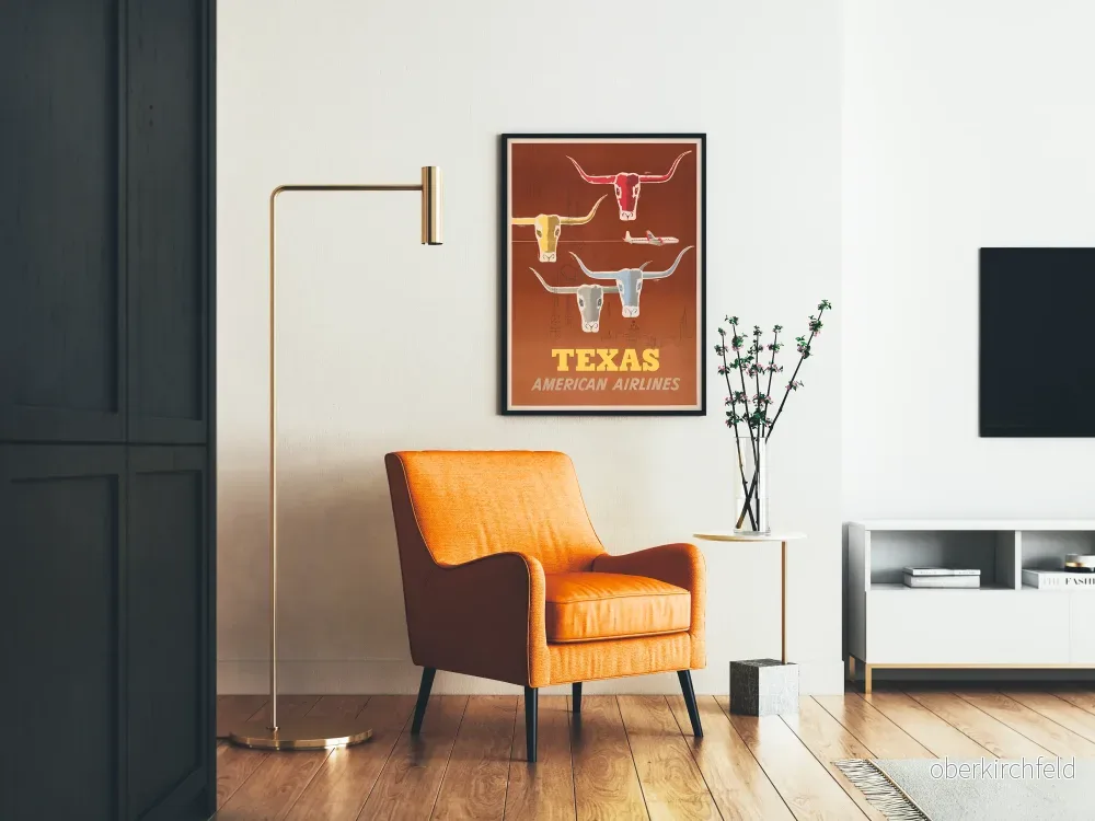 Vintageposter Texas American Airlines väggdekoration - Bild 2