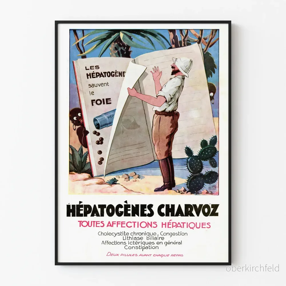 Vintageposter Hépatogènes Charvoz för alla leversjukdomar