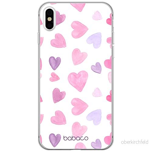 ERT GROUP mobiltelefonfodral för Apple Iphone X/XS originalt och officiellt licensierat Babaco mönster Hearts 005 Vit optimalt anpassad till formen på mobiltelefonen, gedeeltelijk transparant 5904805041396
