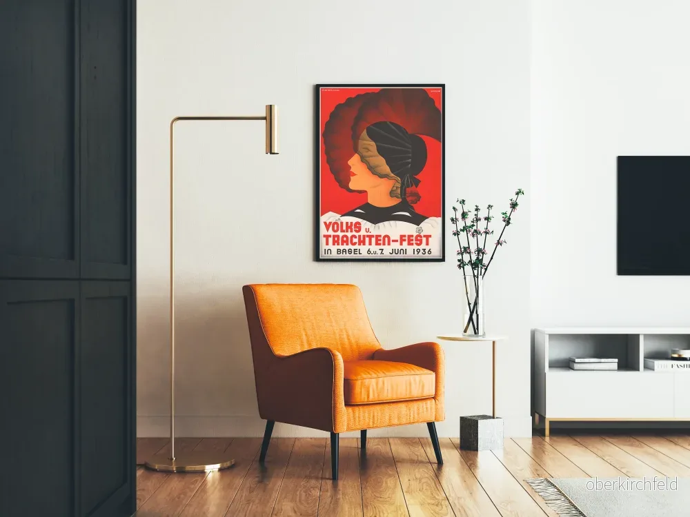 Vintageposter för Volks- och folkdräktsfest i Basel 1936 - Bild 2