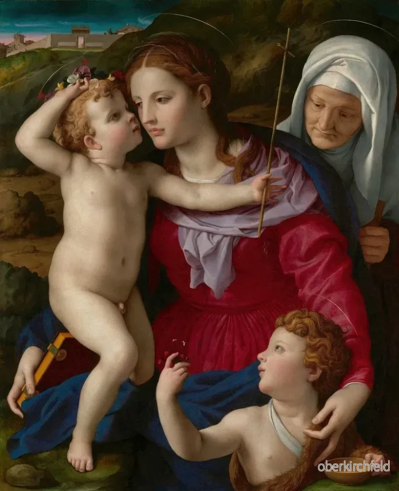 Målning av jungfru Maria med barnet med heliga Elisabeth och helige Johannes Döparen - Agnolo Bronzino | Konsttryck - Bild 2