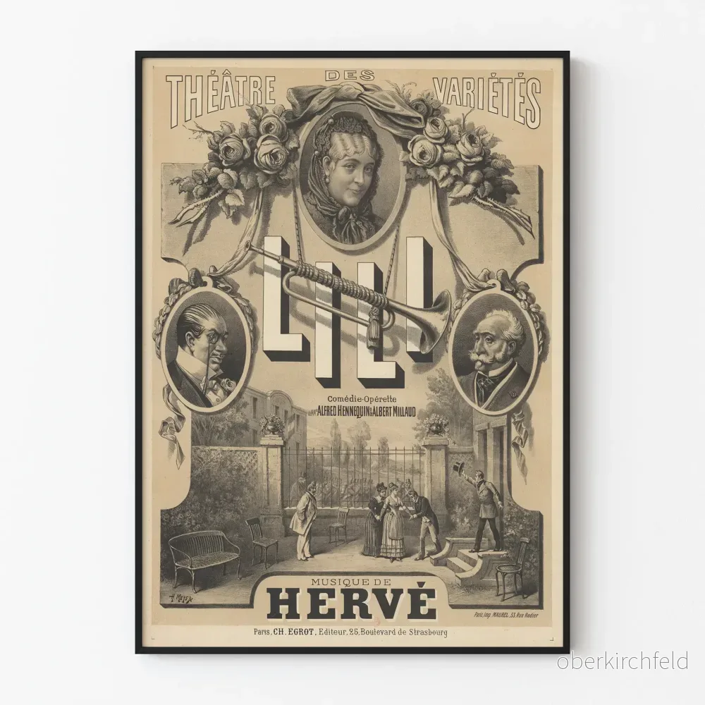 Vintageposter för komedí-opérett Lili, Théâtre des Variétés