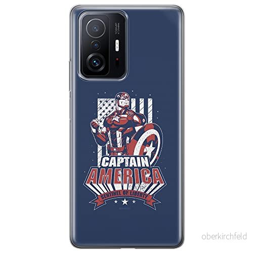 ERT GROUP mobiltelefonfodral för Xiaomi 11T 5G / PRO originalt och officiellt licensierat Marvel mönster Captain America 018, fodral tillverkad av TPU plast 5904805554438