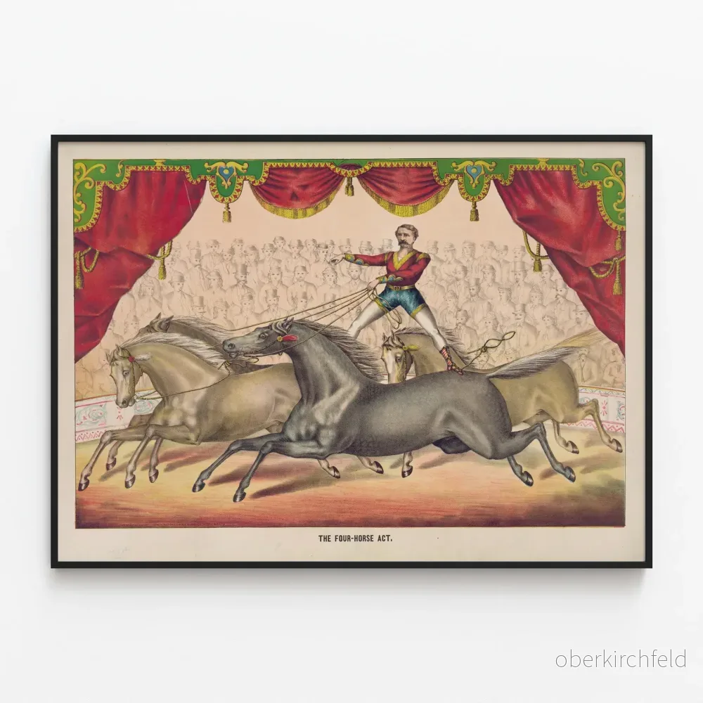 Vintageposter « The Four-Horse Act » – Väggdekoration cirkus och hästar