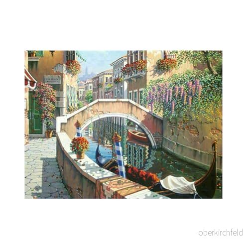 Diamantmålningsset, bild med motiv Venedig och tillbehör, pysselset för målning strass, barn från 5 år 4016490436188