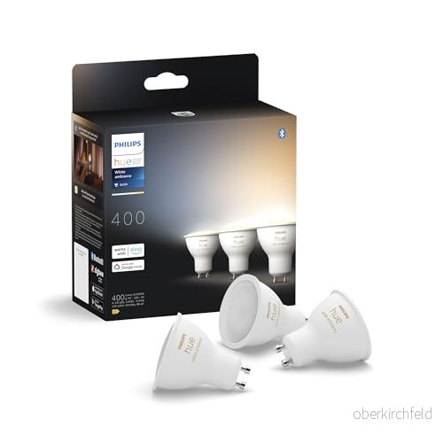 Philips Hue GU10 Smart Lampa – Justerbart Vitt Ljus – 3-pack – Bluetooth, Röststyrning 8720169230095